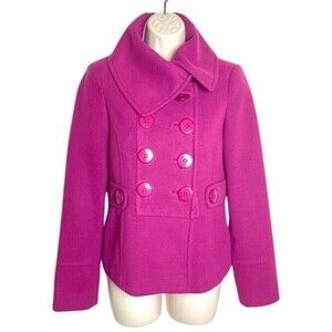 Basement Womens Pink Short Length Coat Button Double Breasted Size Small Heavy